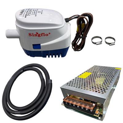 Bomba para Cobertor de Pileta 750 GPH Automatica + Fuente 220/12v + Manguera