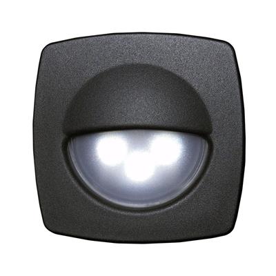 Luz De Cortesia 3 Led Luz Calida Frente Negro 57x57x10mm