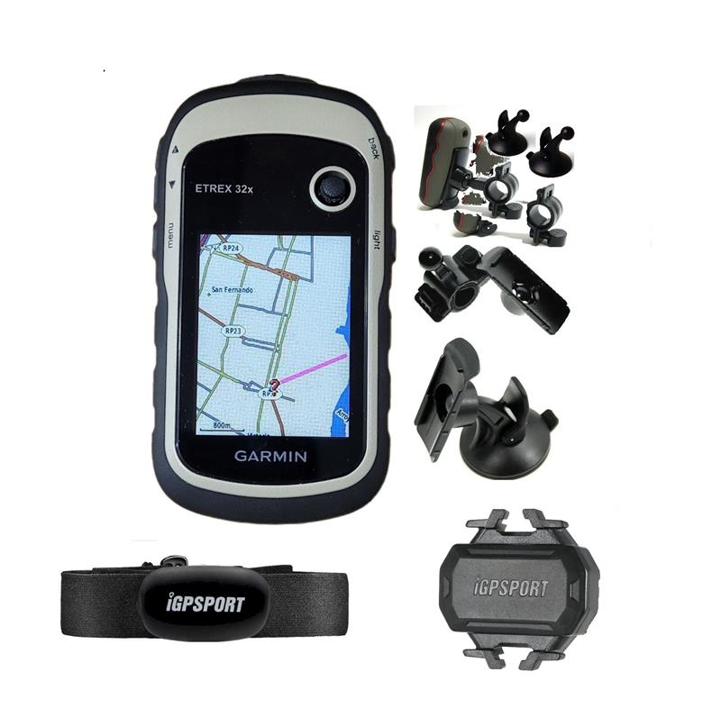 GPS-GARMIN-ETREX-32X-Kit-Soportes-Auto-y-Bici--Banda-CardIo--Sensor-de-Cadencia