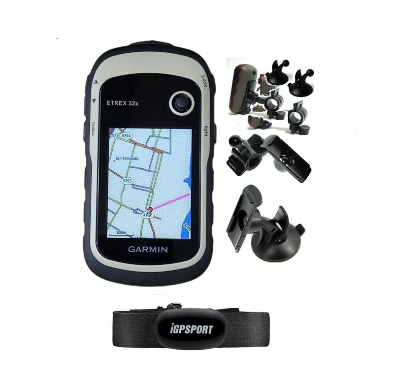 GPS-GARMIN-Etrex-32X-con-Banda-Cardiaca--Kit-de-Soportes-para-Auto-y-Bici