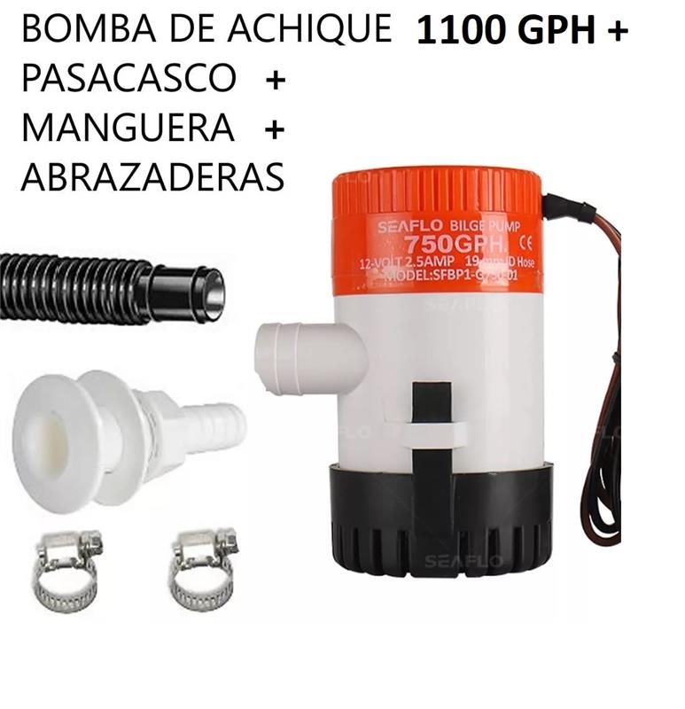 Bomba-de-Achique-1100-GPH12V--3-m-de-manguera--Pasacasco--Abrazaderas