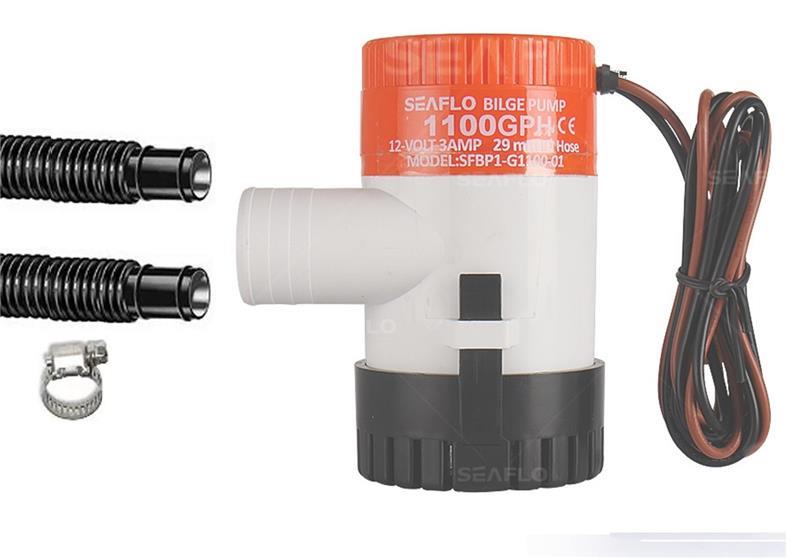 Bomba-de-Achique-Automtica-12V-1100-GPH--Kit--4-mts-de-manguera--1-Abrazaderas