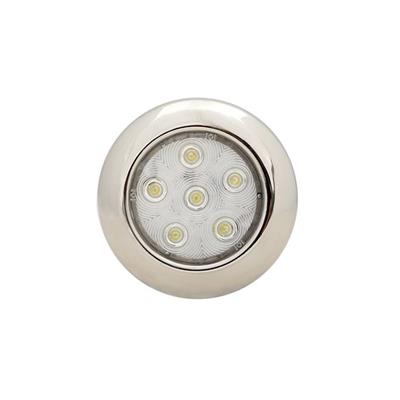 Plafón led D101mm 6 led luz calidad frente inoxidable pulido