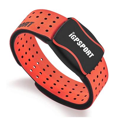 Banda de Ritmo Cardíaco iGS HR60 Roja Recargable para Brazo Conexión Bluetooth y Ant+