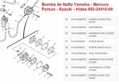 BOMBA DE NAFTA CUERPO (30) T40-05080004 Y 6A0-24412-02 