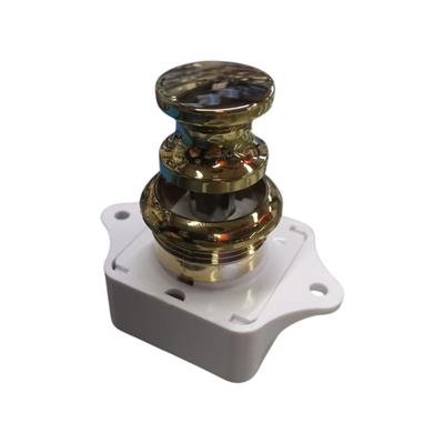 Cerrradura Pulsador Interior Puerta Cajon Dorada Aro y Boton Plastico